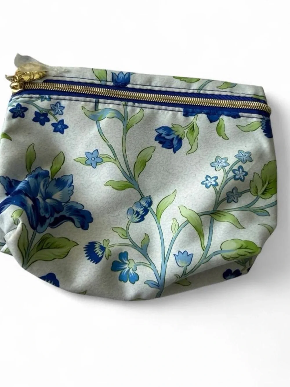 Estee Lauder Blue and Green Floral Cosmetic Pouch
